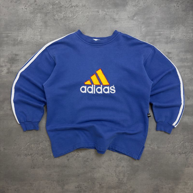 Blue Adidas Embroidered Big Logo Sweatshirt