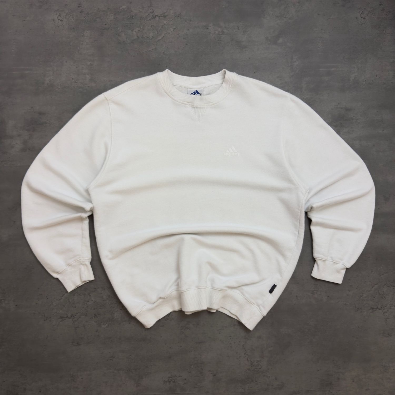 White Adidas Embroidered Small Logo Sweatshirt