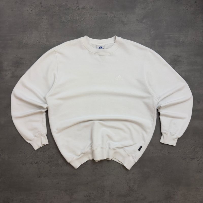 White Adidas Embroidered Small Logo Sweatshirt