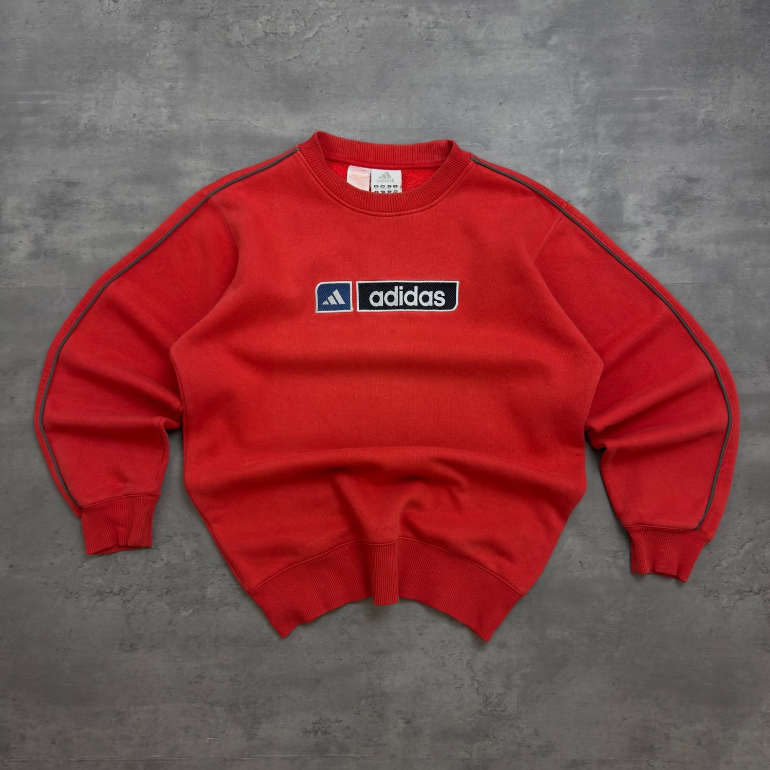 Red Adidas Embroidered Spellout Sweatshirt