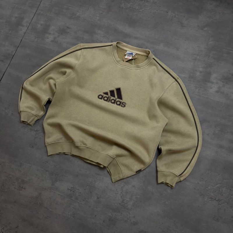 Brown Adidas Embroidered Spellout Sweatshirt