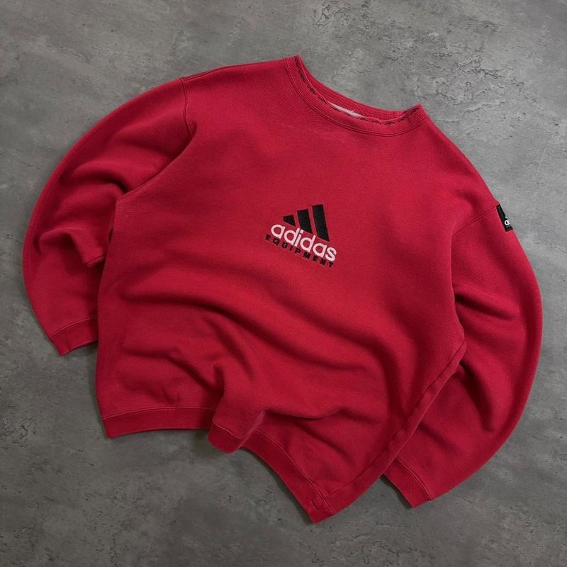 Red Adidas Equipment Embroidered Sweatshirt