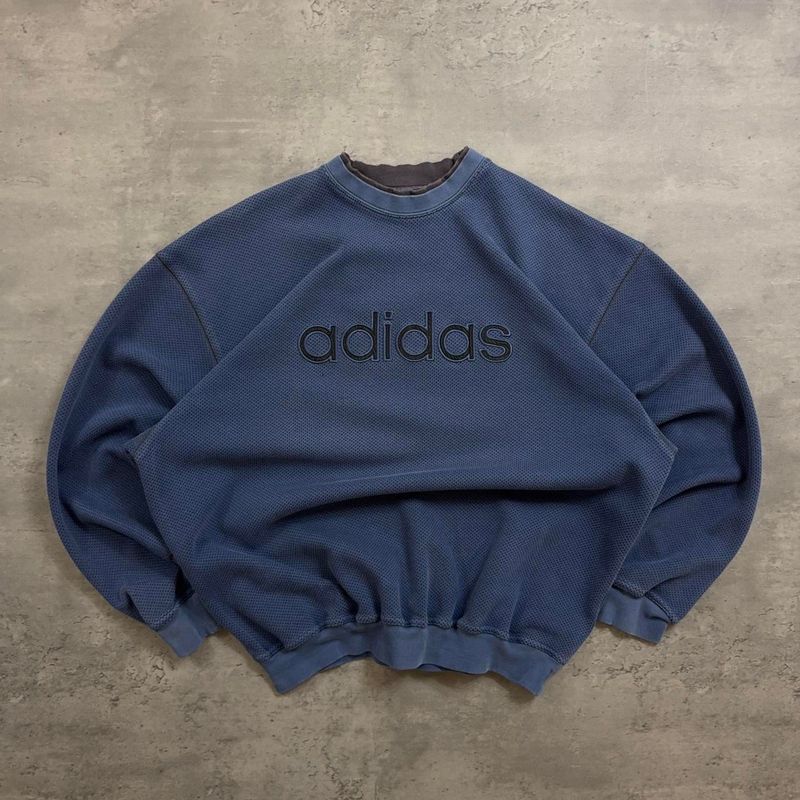 Washed Navy Adidas Embroidered Sweatshirt