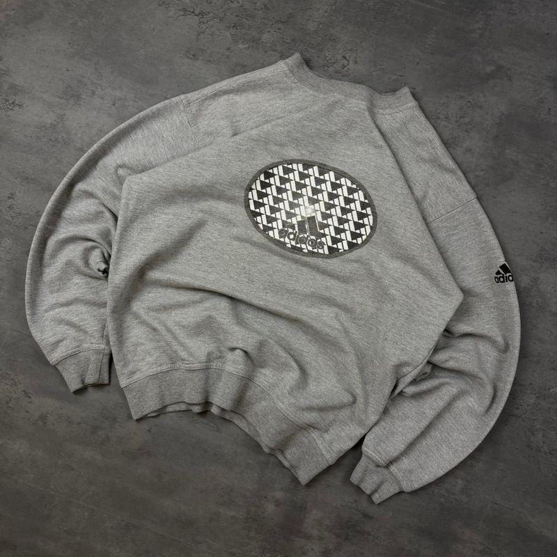 Grey Adidas Big Logo Print Sweatshirt