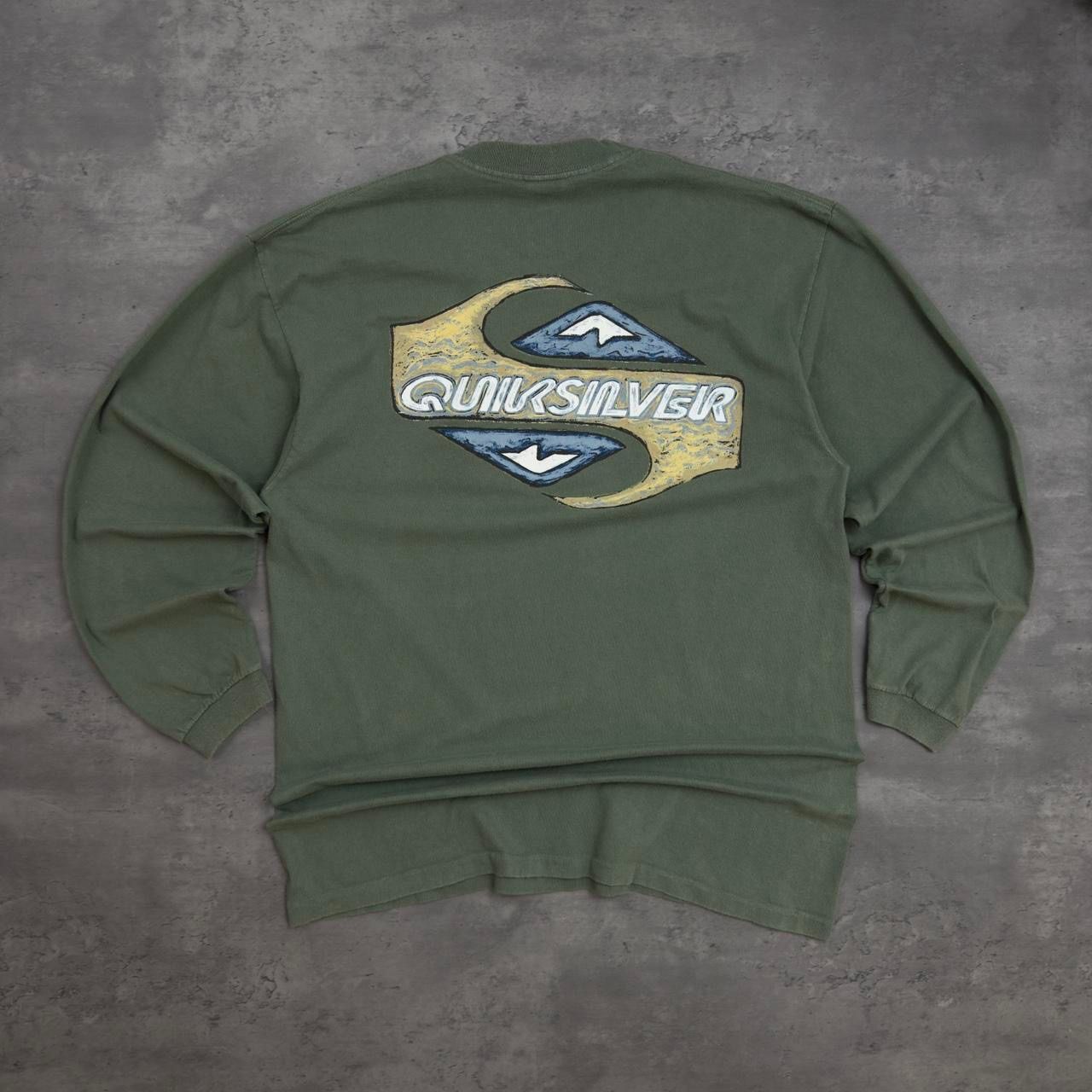 Green Quiksilver Back Print Long Sleeve T-shirt