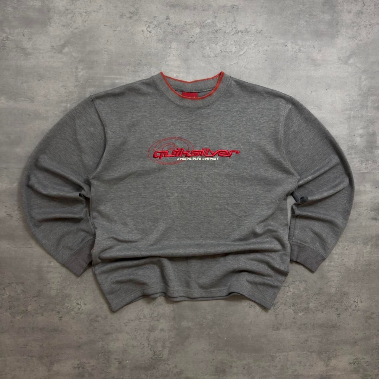 Grey and Red Quiksilver Embroidered Sweatshirt