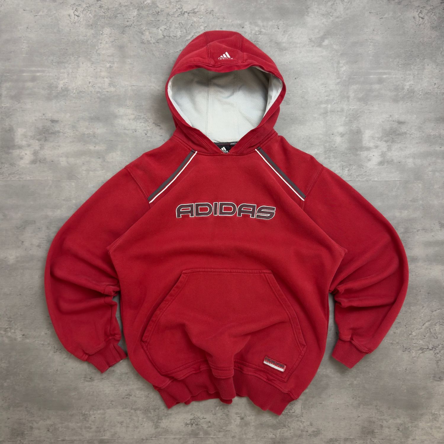 Red Adidas Big Logo Embroidered Hoodie