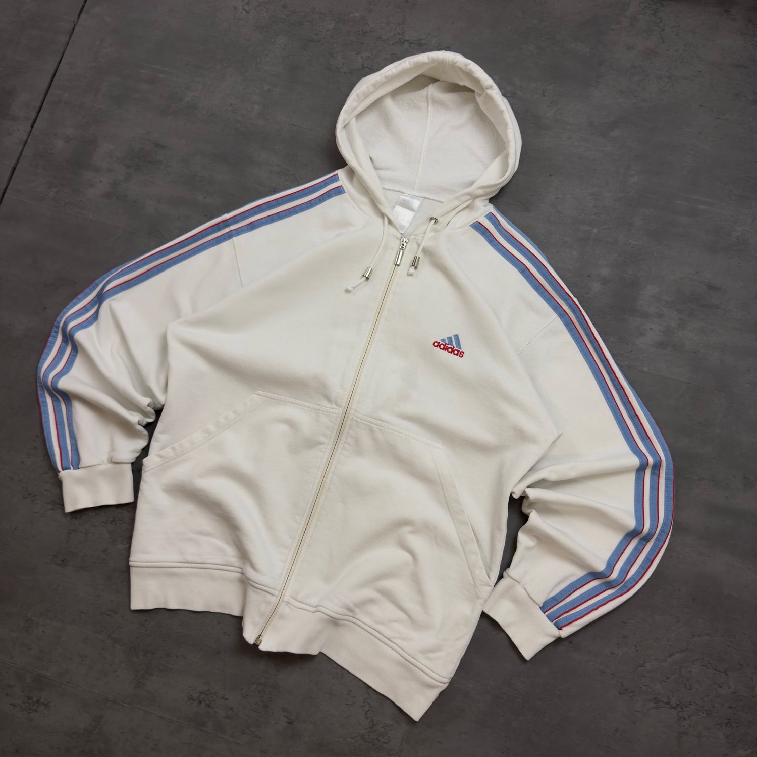 White Adidas Fullzip Hoodie