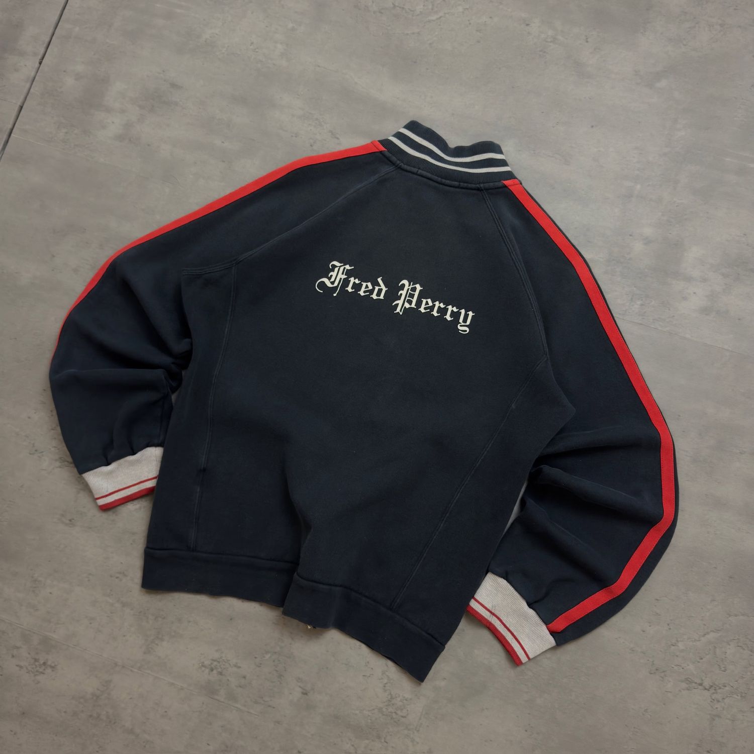 Black Fred Parry Back Logo Fullzip Sweatshirt