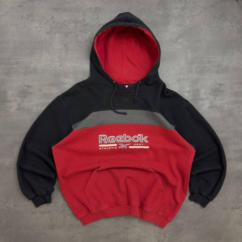 Black and Red Reebok Thick Print Hoodie