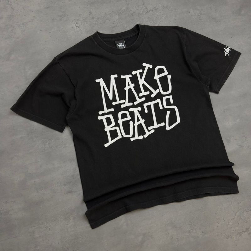 Black Stussy &#39;Make Beats&#39; T-shirt