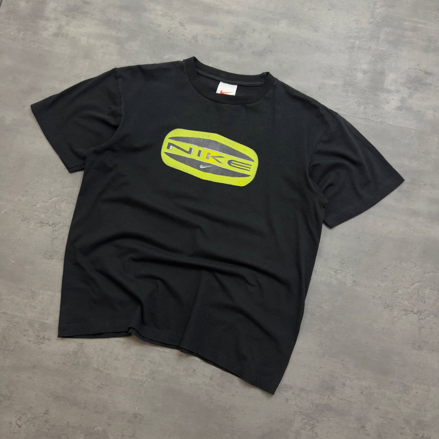 Black and Green Nike Graphic Spellout T-shirt