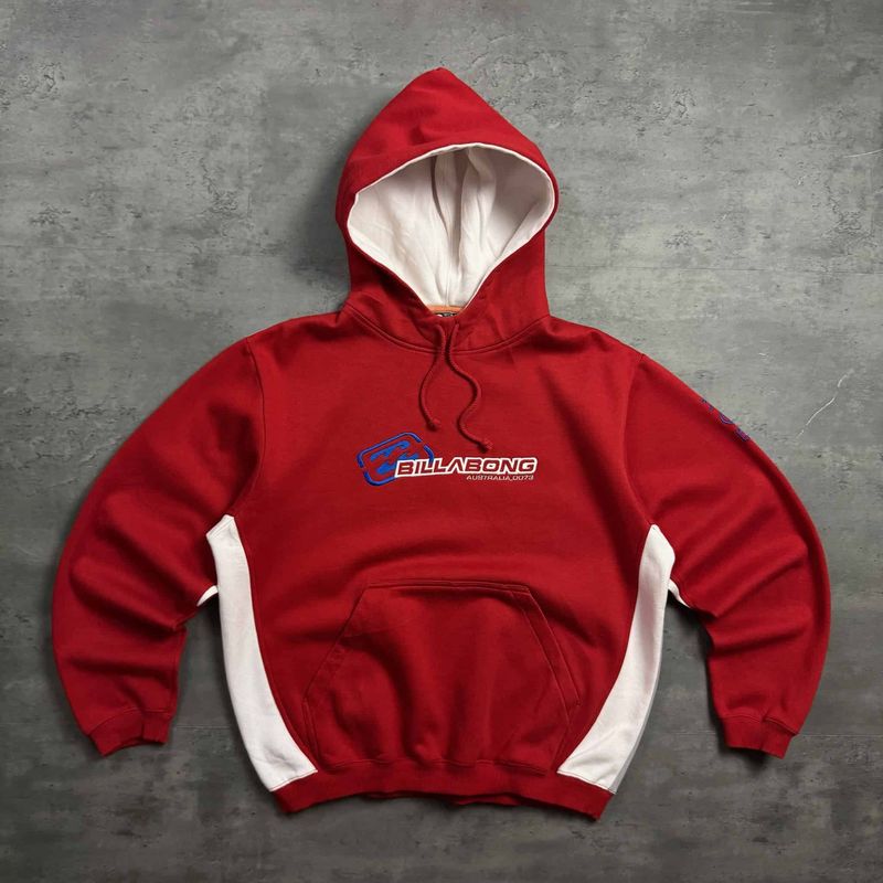 90s Red and White Billabong Hoodie