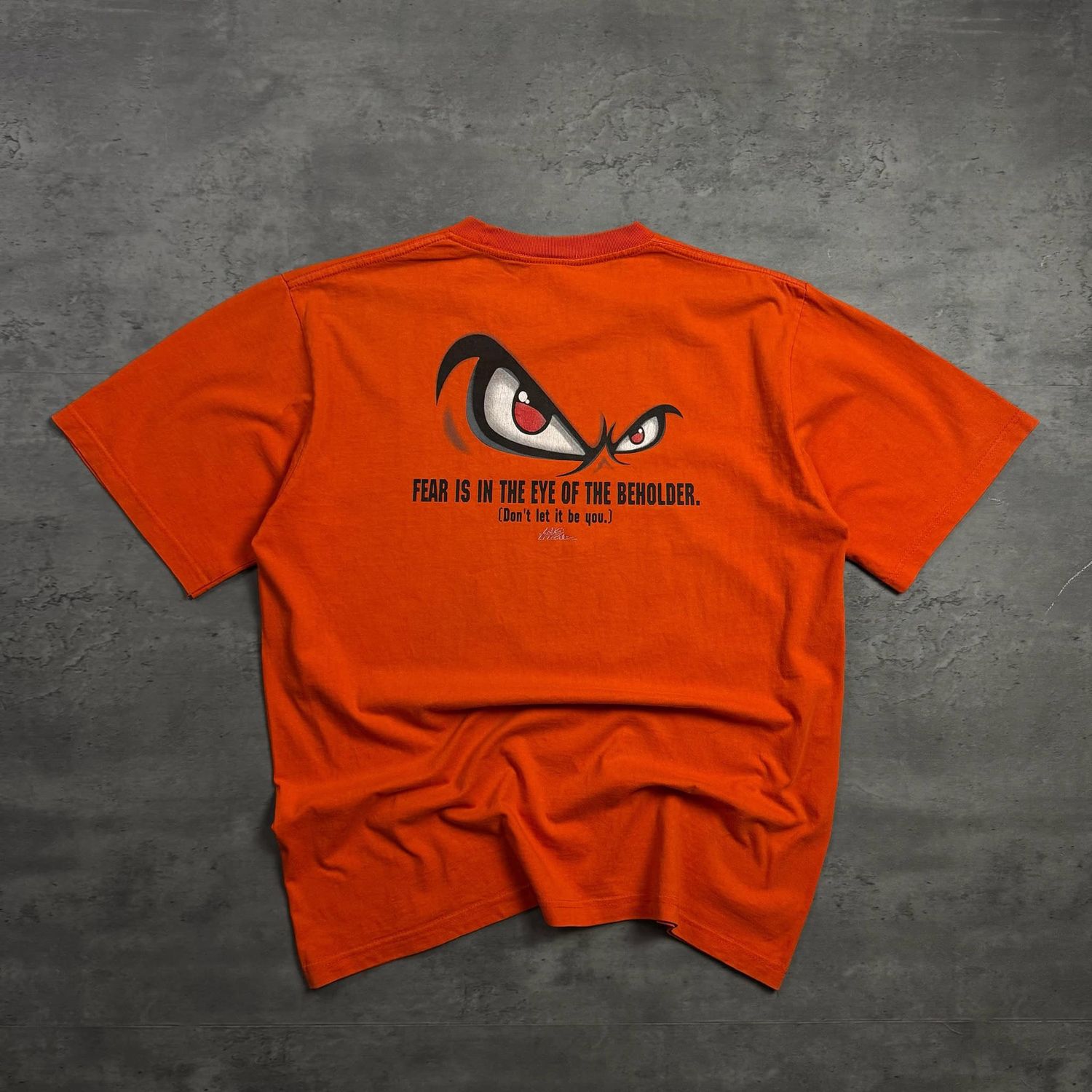 90s Orange No Fear Graphic T-shirt