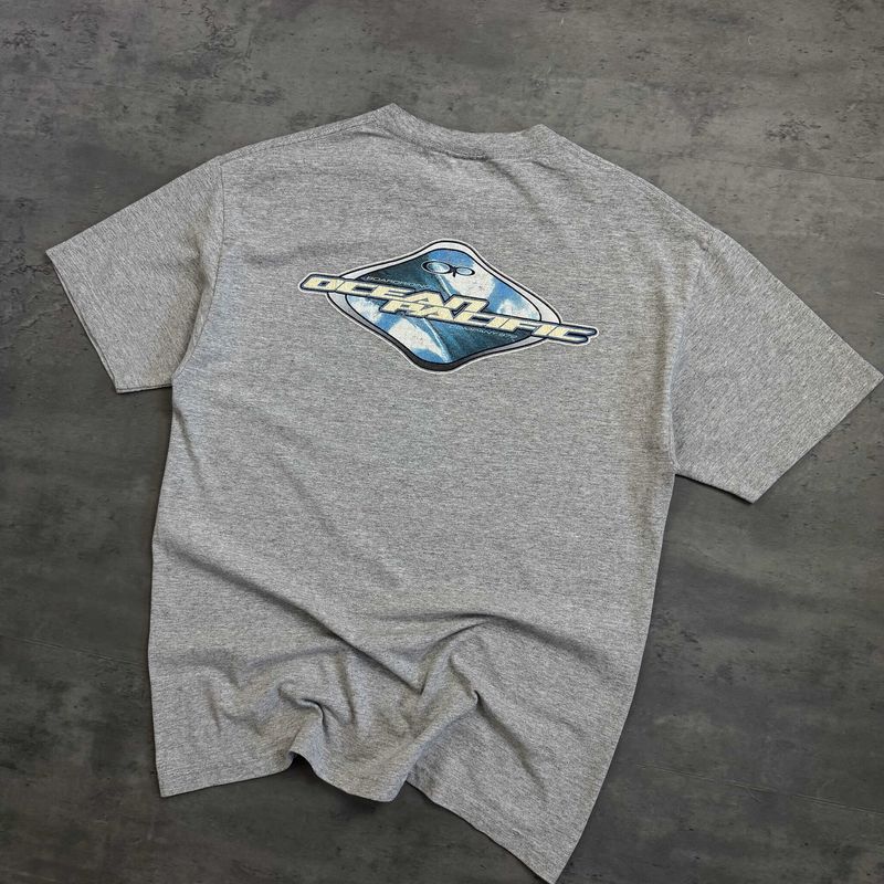 Grey and Blue Ocean Pacific Graphic T-shirt