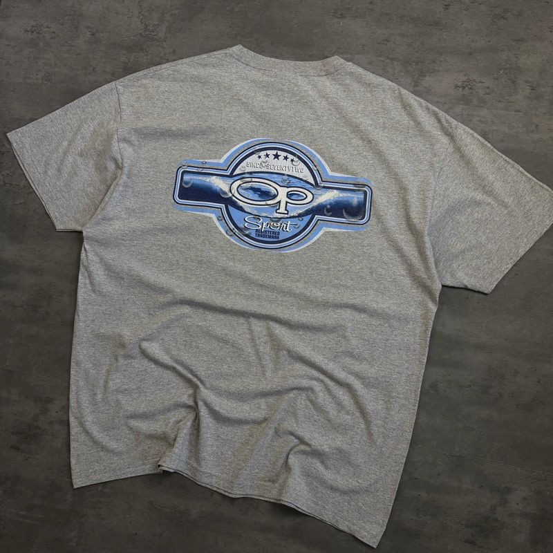 90s Grey and Blue Ocean Pacific T-shirt