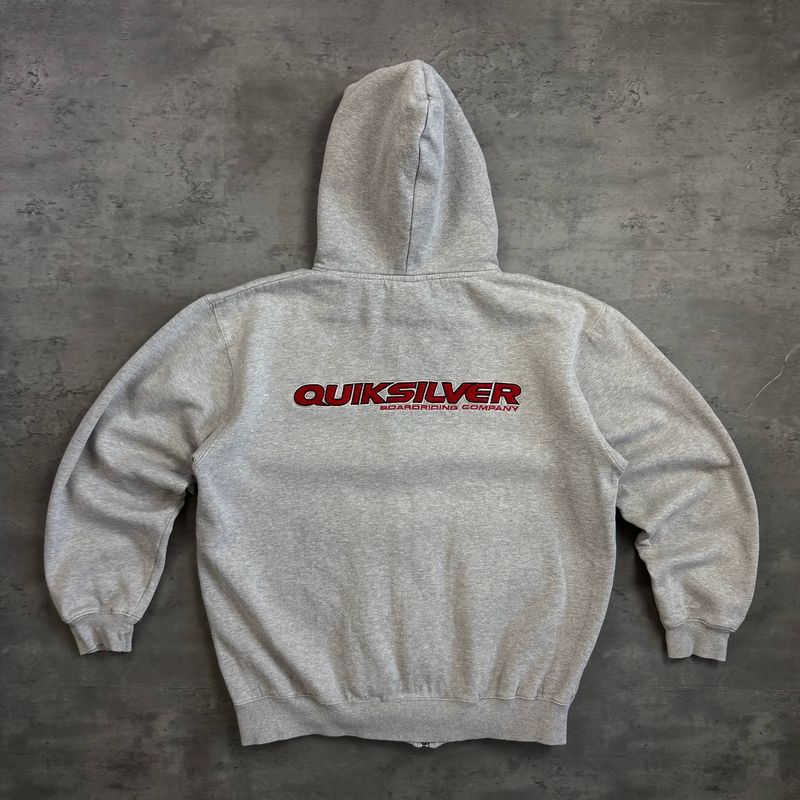 Grey Quiksilver Embroidered Zip-up Hoodie