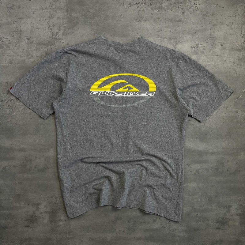Dark Grey and Yellow Quiksilver T-shirt