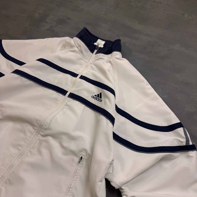 White and Navy Adidas Trackjacket