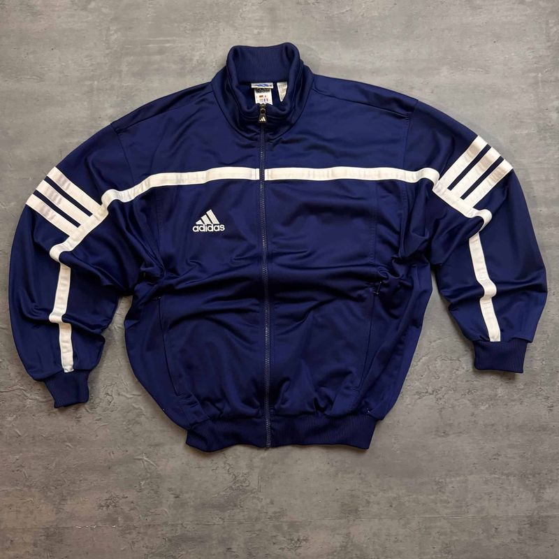 Navy and White Adidas Trackjacket