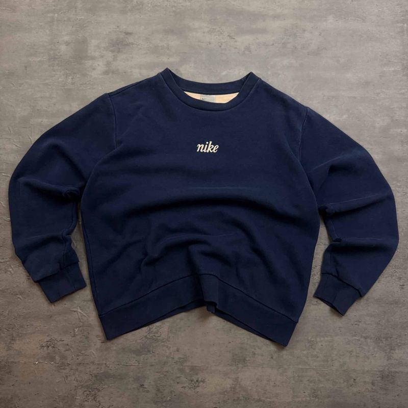 Navy Nike Embroidered Spellout Sweatshirt