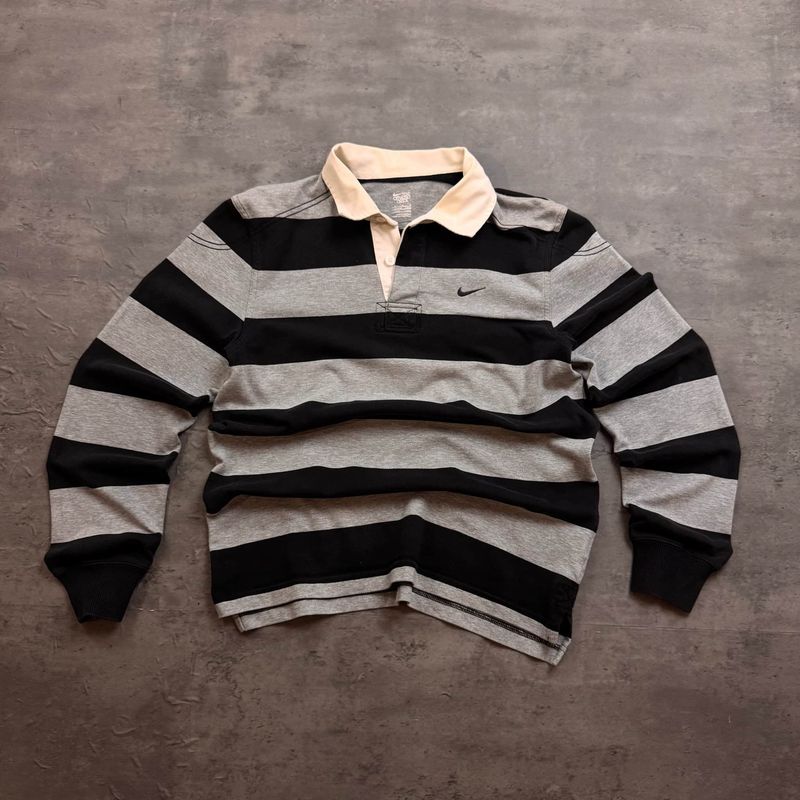 Black and Grey Nike Rugby Shirt