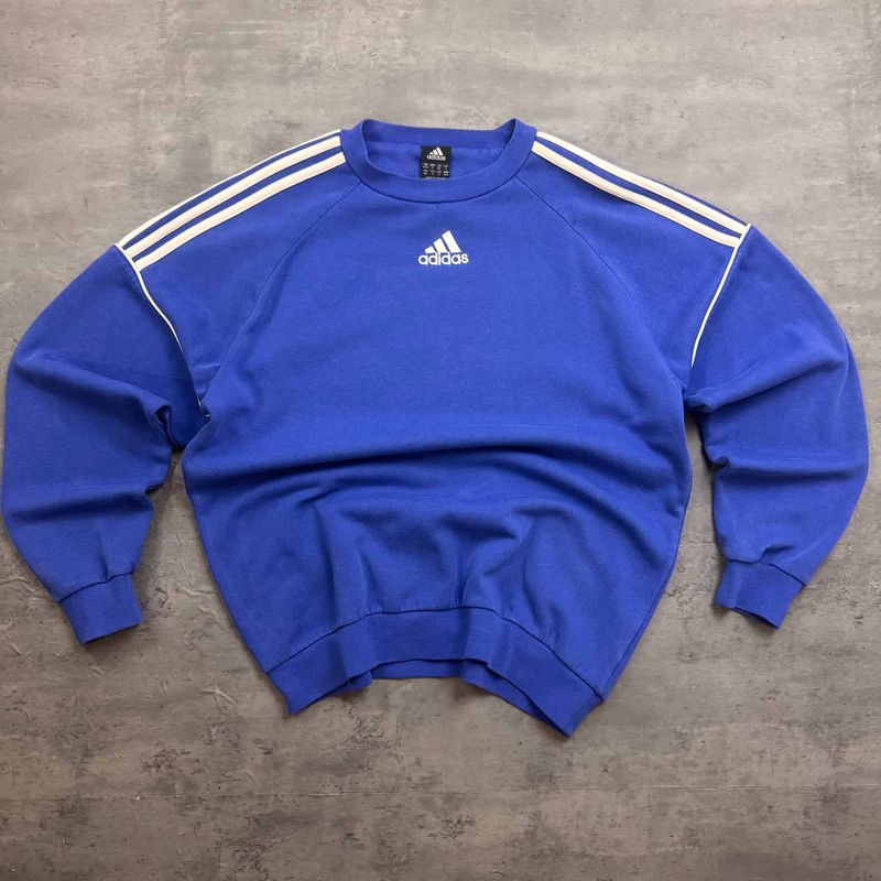 Blue Adidas Small Logo Embroidered Sweatshirt