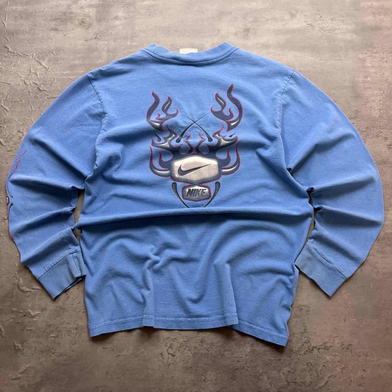 Blue nike Flame Graphic Longsleeve T-shirt