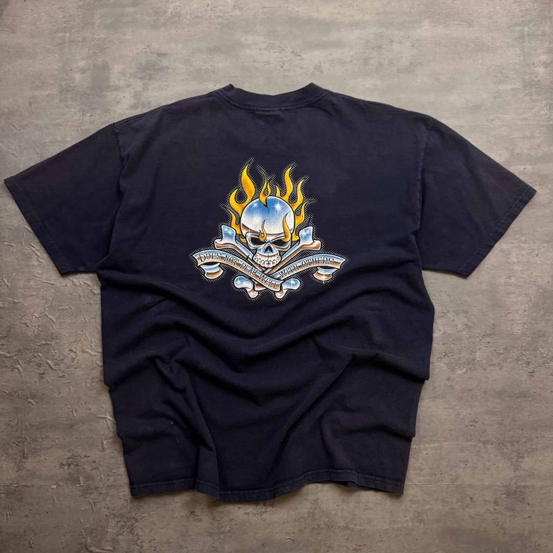 Navy No Fear Skull Graphic T-shirt