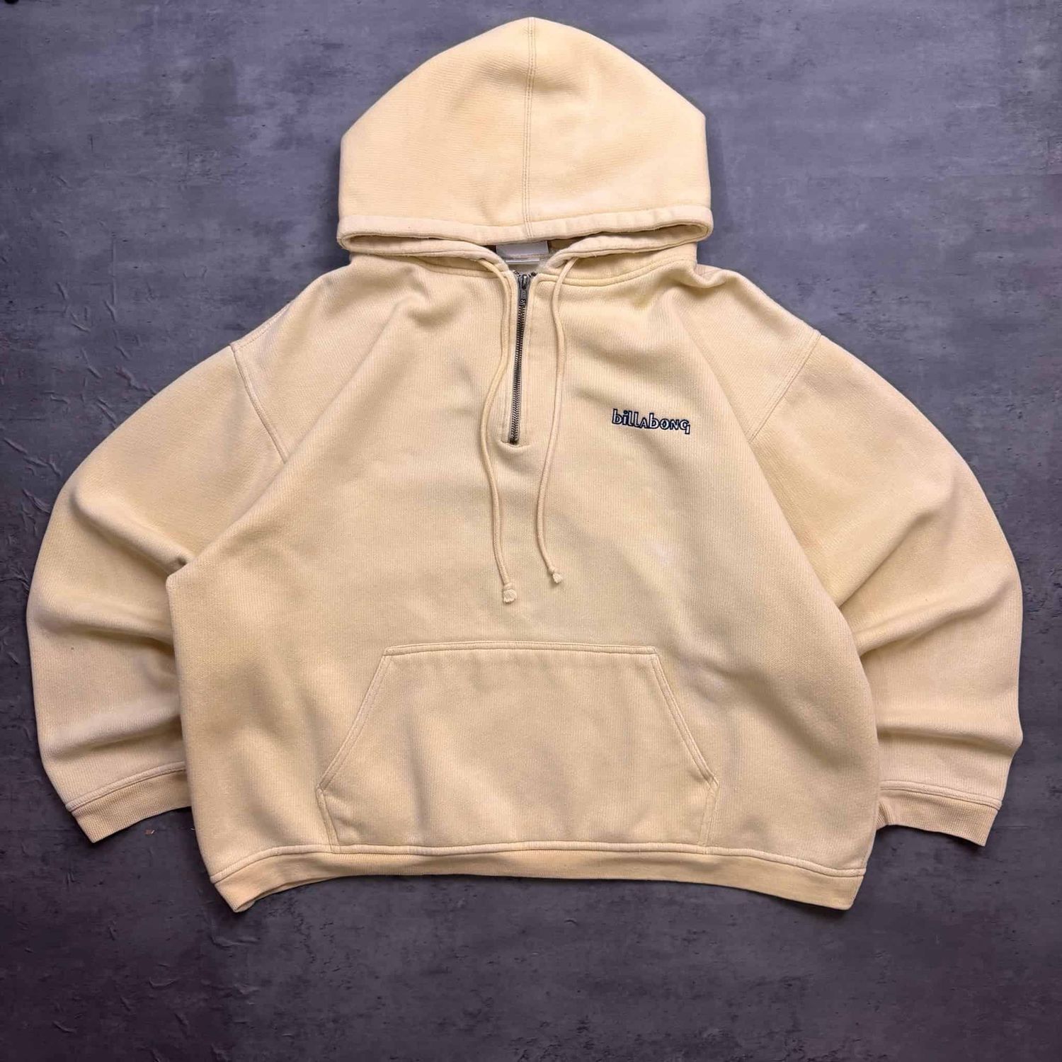 Washed Yellow Cropped Quiksilver Zipup Hoodie