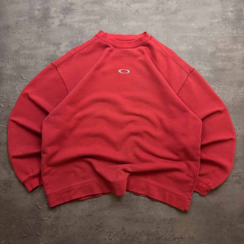 Washed Red Oakley Small Logo Embroidered Sweatshirt