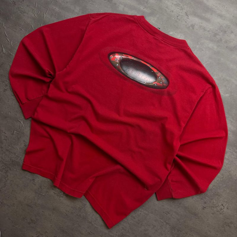 90s Red Oakley Graphic Longsleeve T-shirt