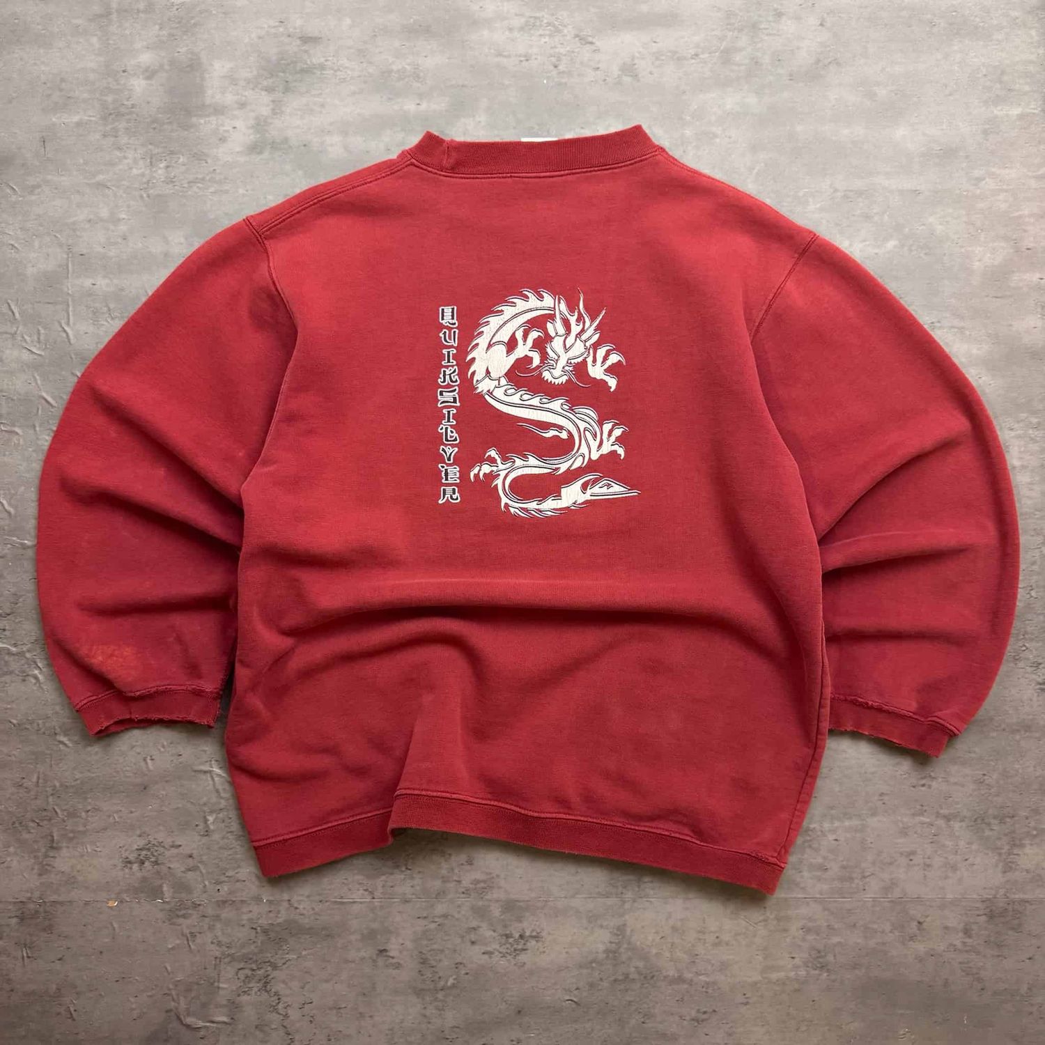 Red Embroidered Quiksilver Dragon Sweatshirt