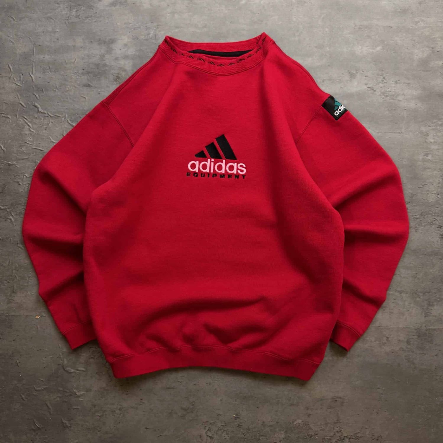 Red Embroidered Adidas Equipment Sweatshirt