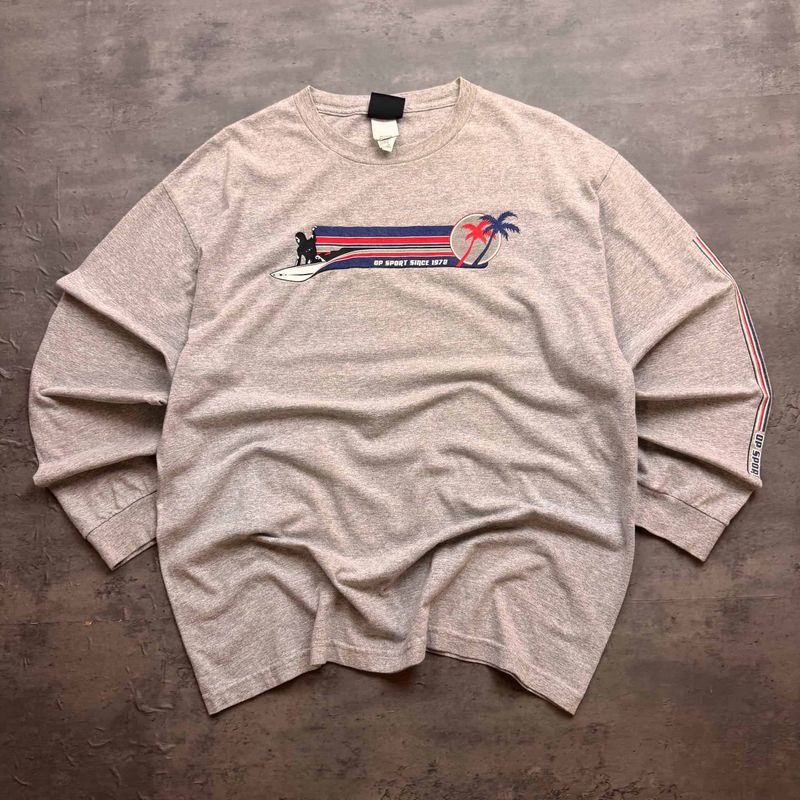 Grey Ocean Pacific Graphic Longsleeve T-shirt