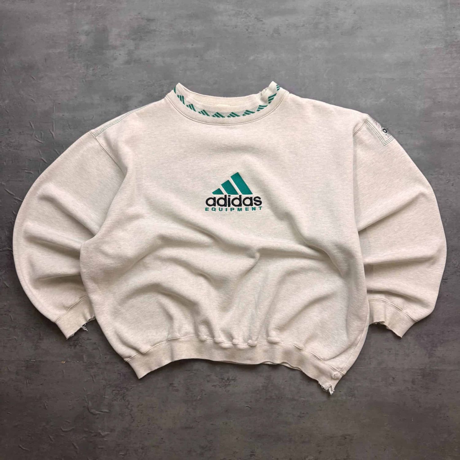 White Adidas Equipment Embroidered Sweatshirt