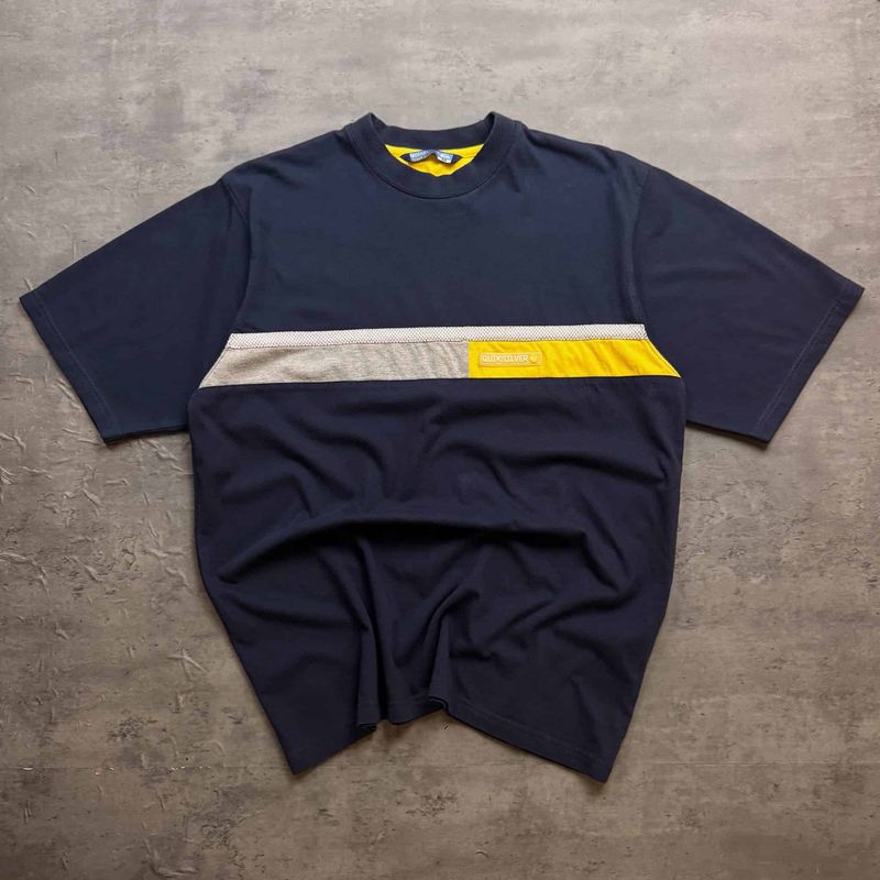 Navy and Yellow Quiksilver T-shirt
