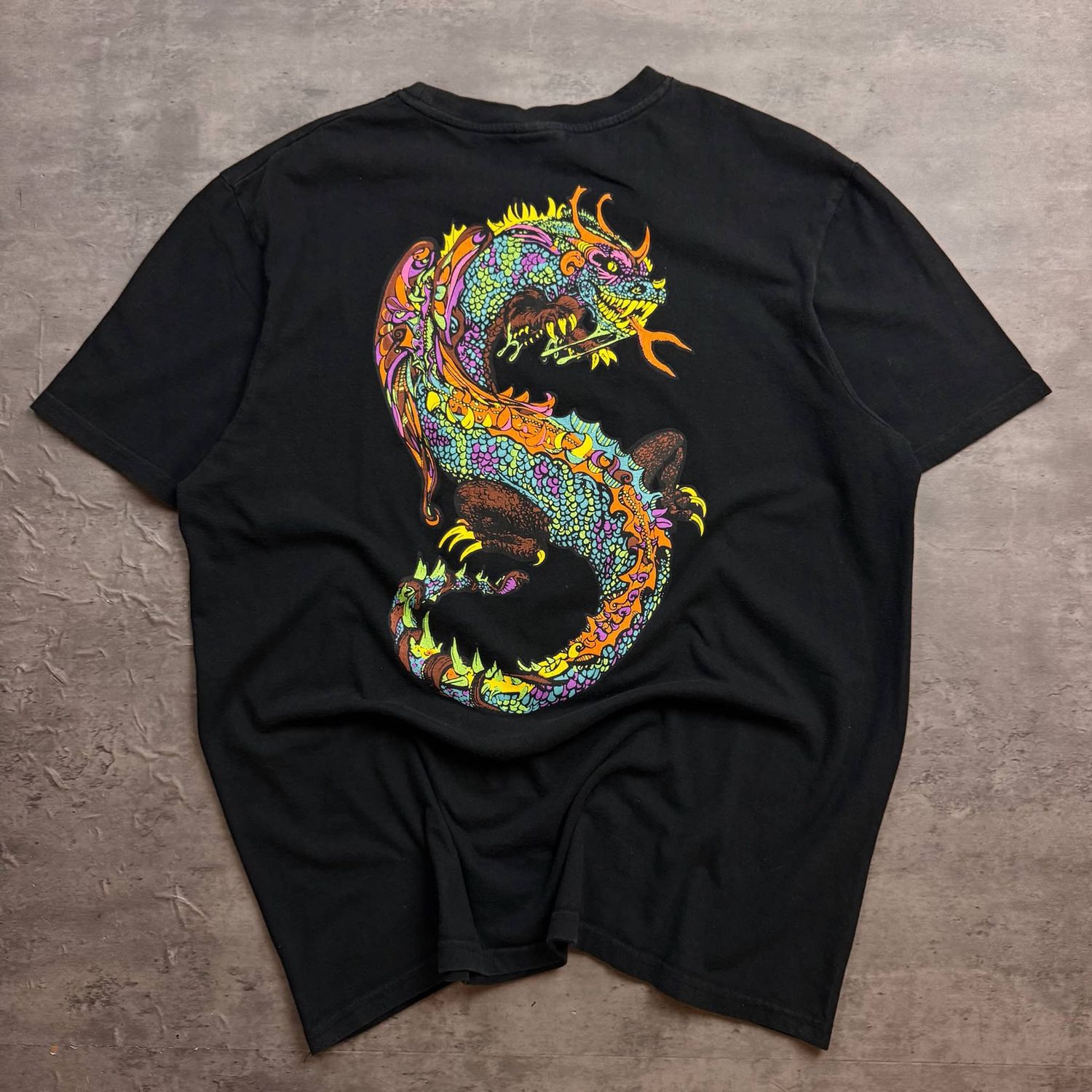 Black Stussy Dragon Print T-shirt
