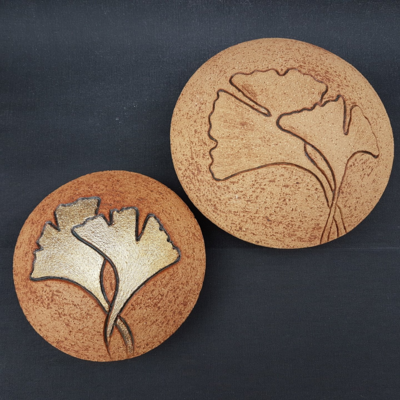 Grabschmuck Diskus Ginkgoblatt holzfarben Grabschmuck Diskus Ginkgoblatt holzfarben
