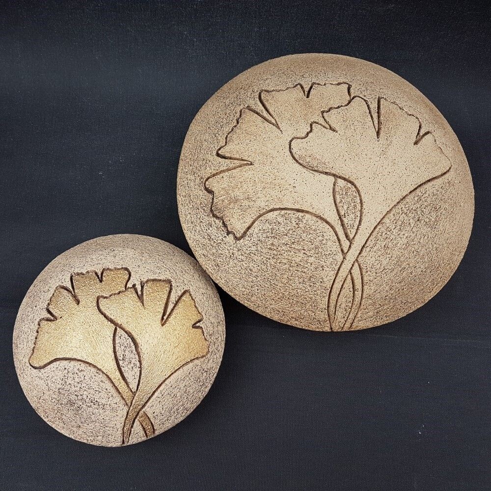Grabschmuck Diskus Ginkgoblatt cremefarben