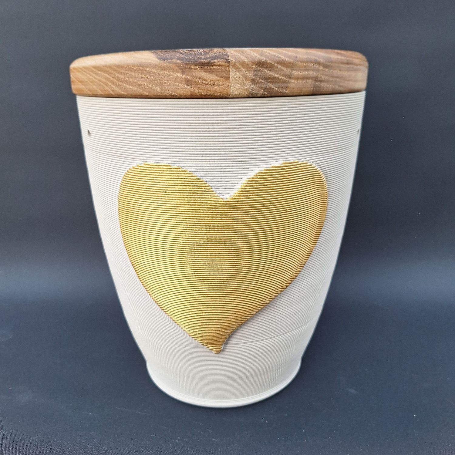 Humanurne BIO 3D-Druck Herz gold cremefarben