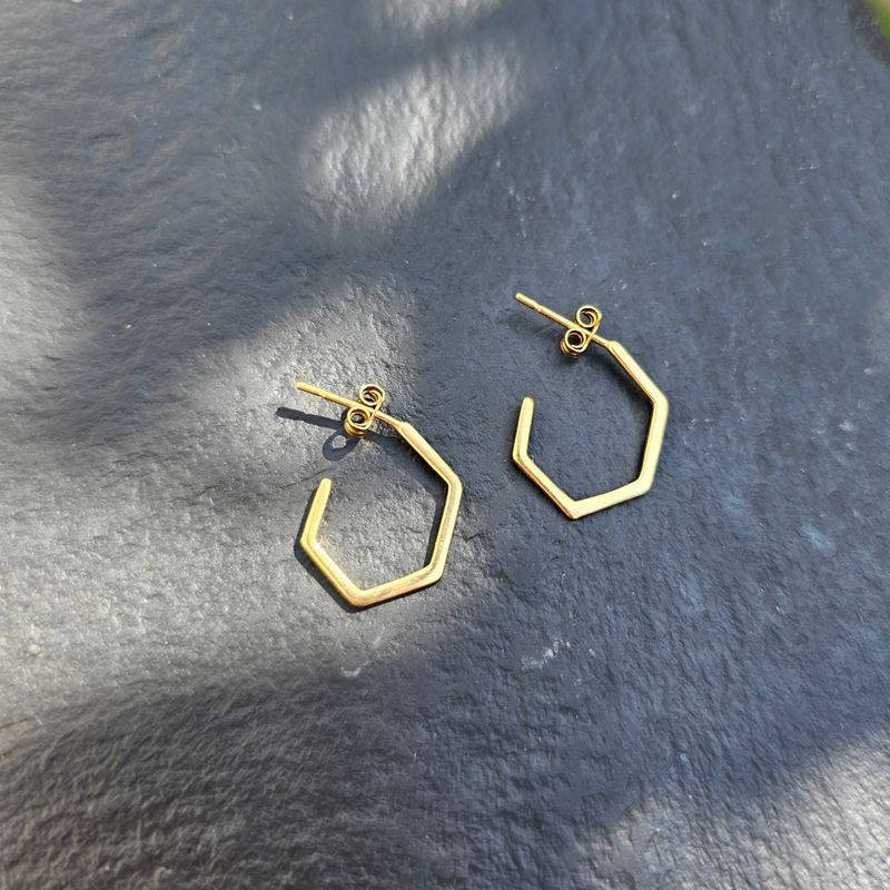Gold Vermeil Hexagon Hoops