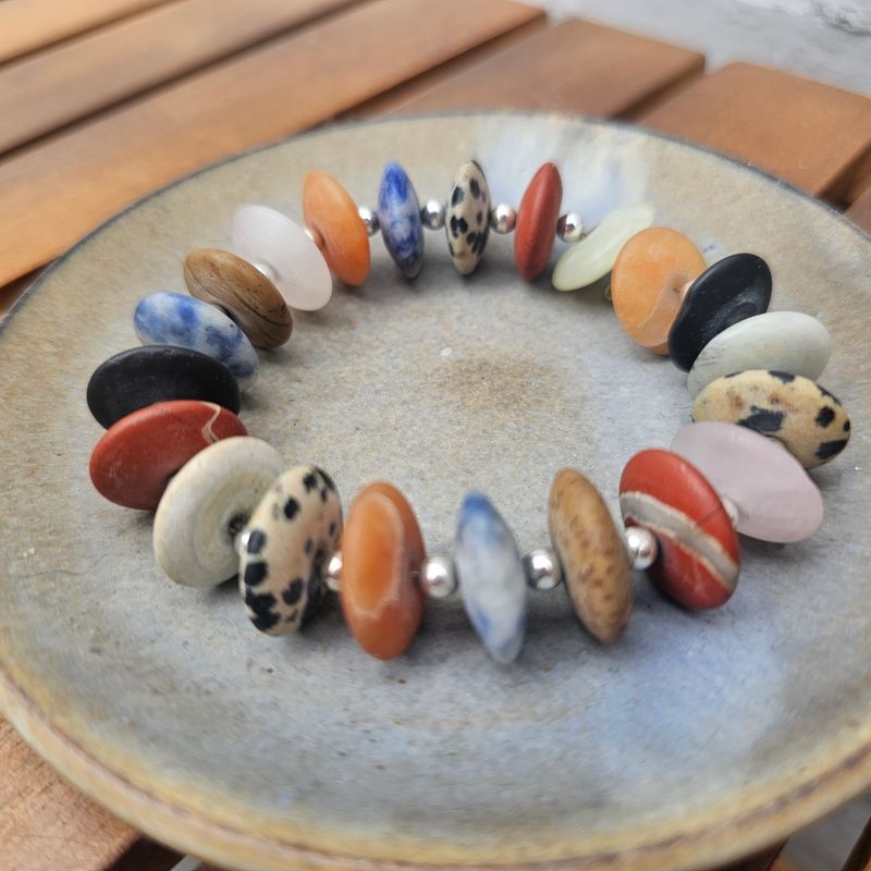 Mixed Gemstone Disc Bracelet