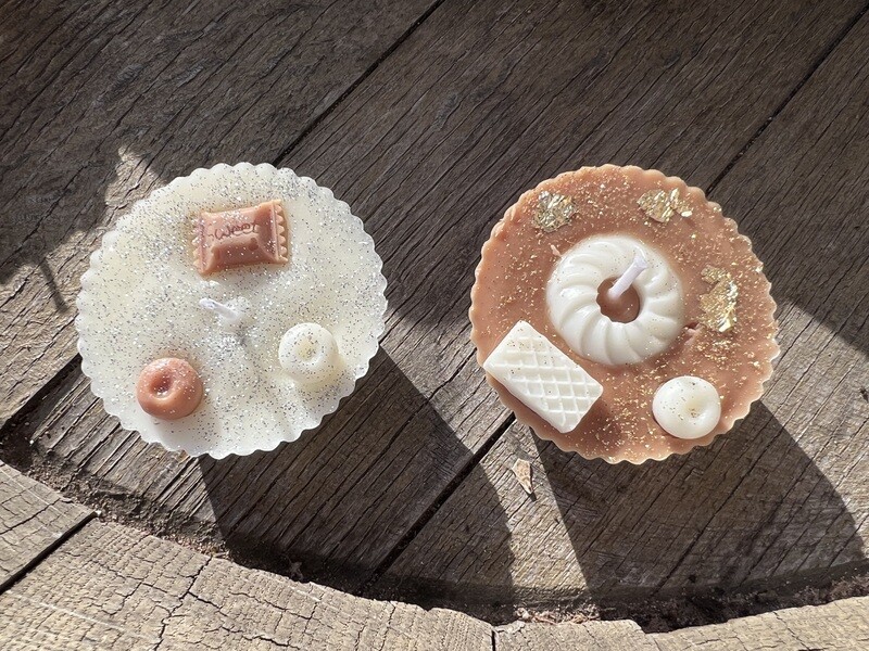 lot de 2 ​Bougies à la cire de soja Parfum chocolat cannelle et nougat blanc