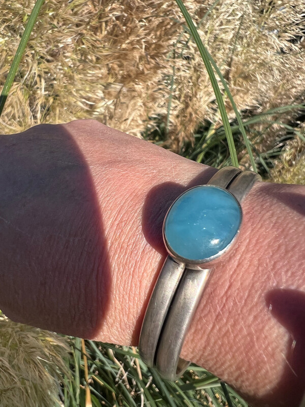 Bracelet en argent 950 et aigue marine