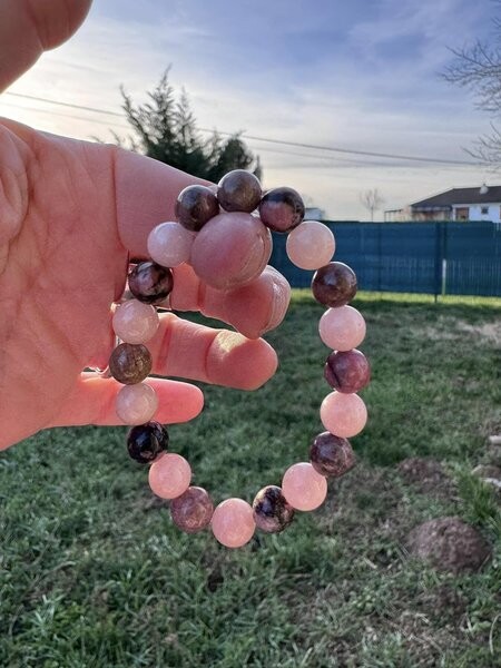 ​Petit bracelet (enfant) en rhodonite et morganite