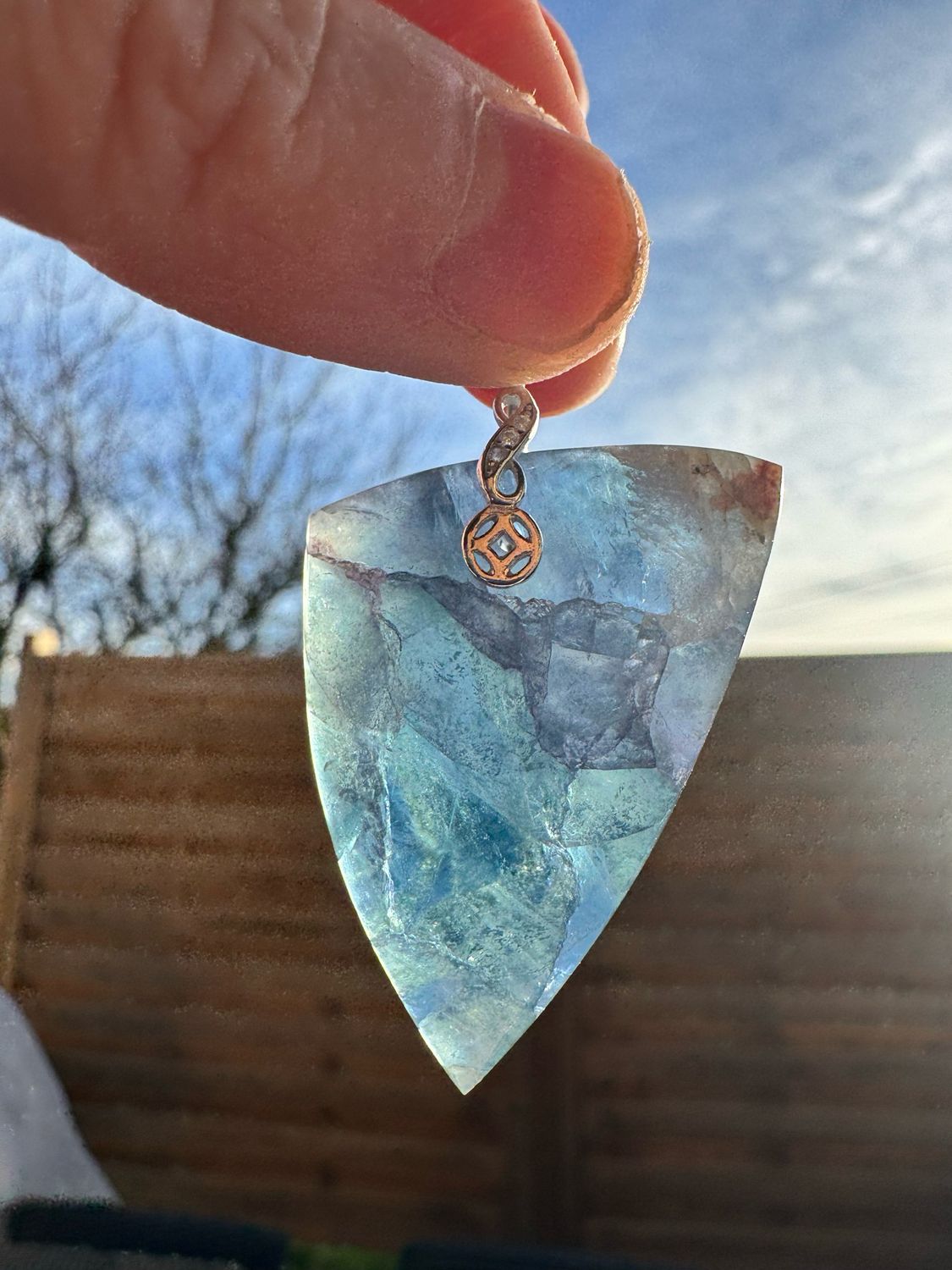 Pendentif en Fluorite bleue et violette