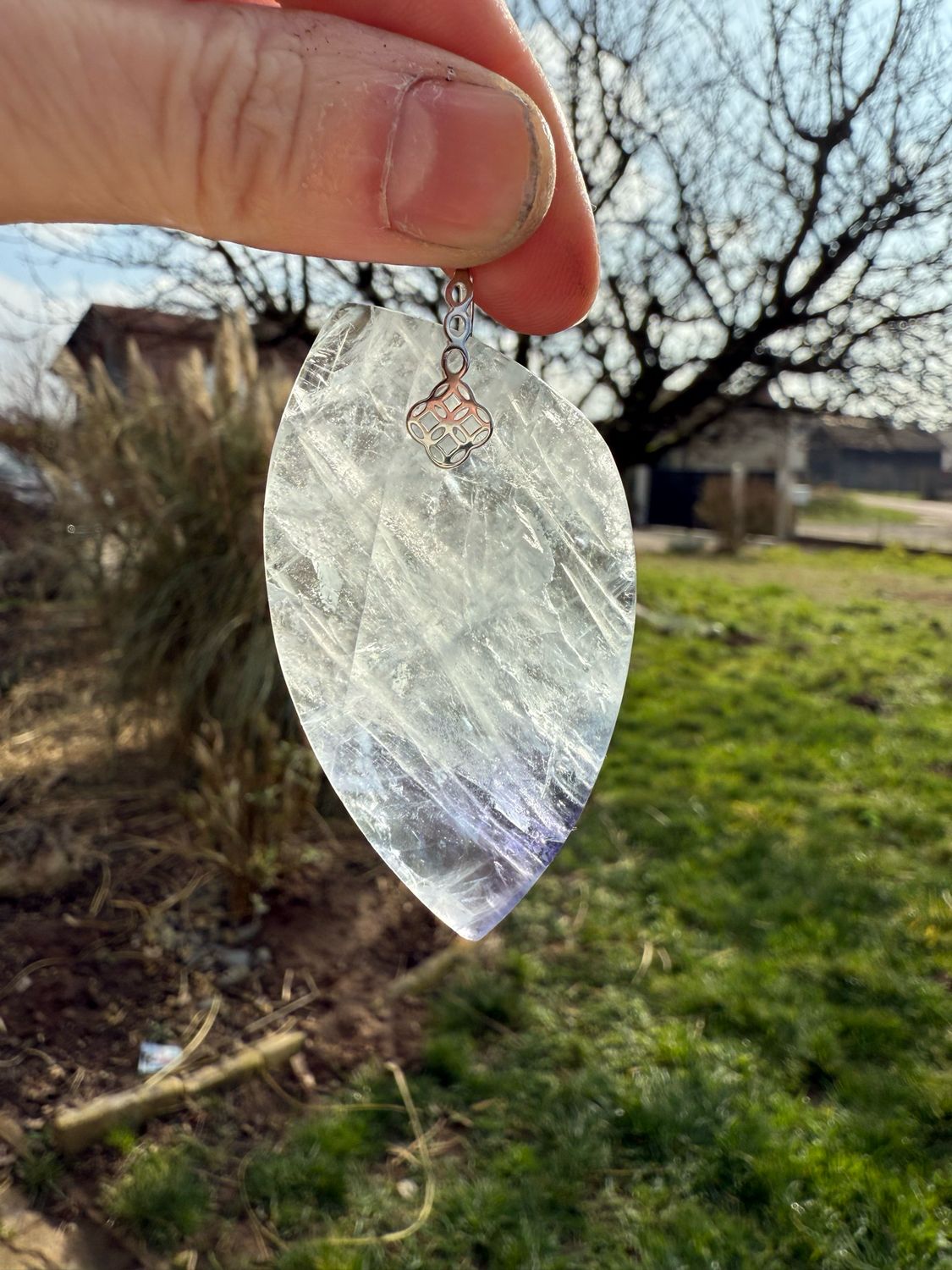 Pendentif en Fluorite bleue ciel et violette