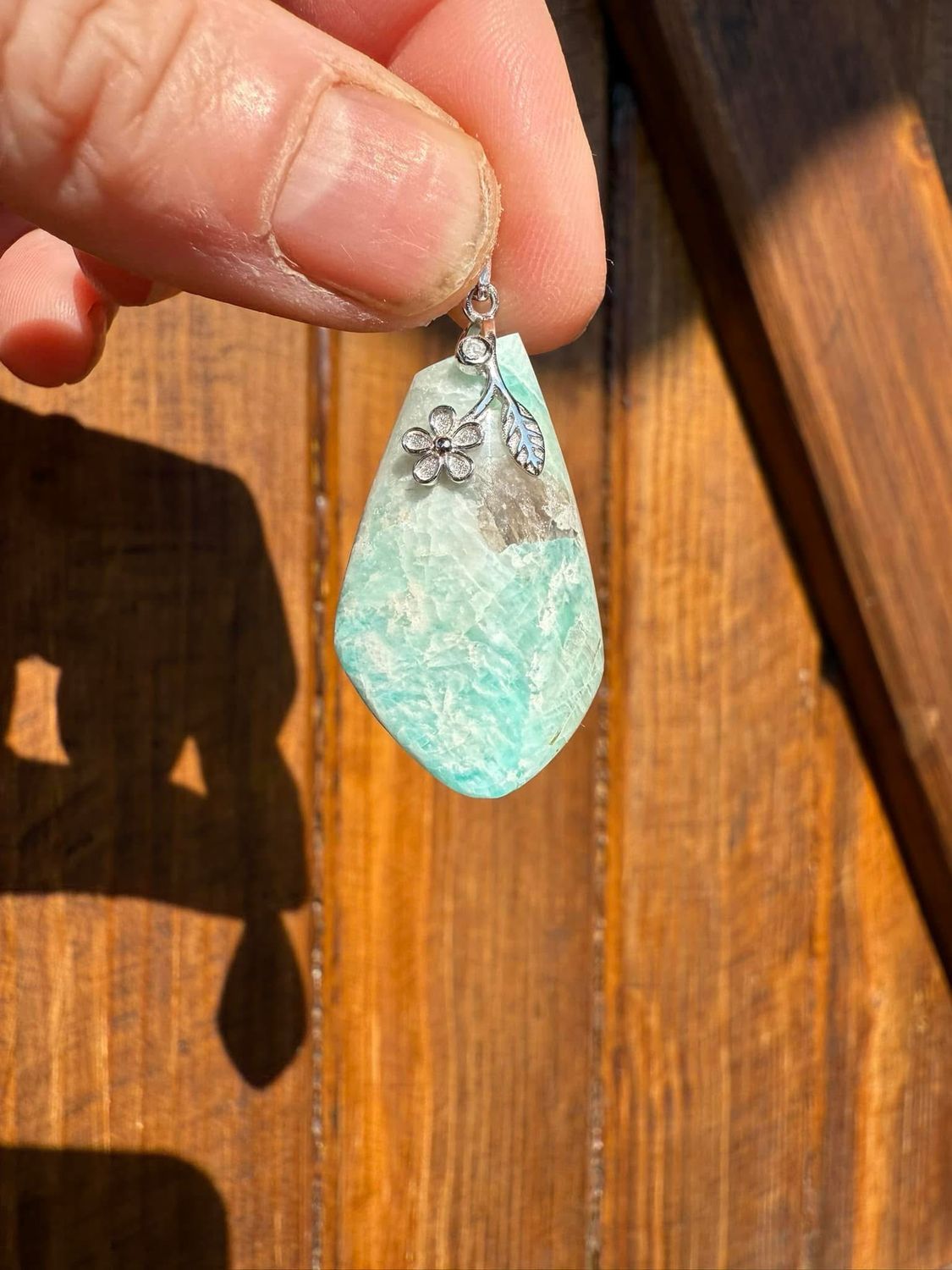 Pendentif en amazonite quartz fumé et mica