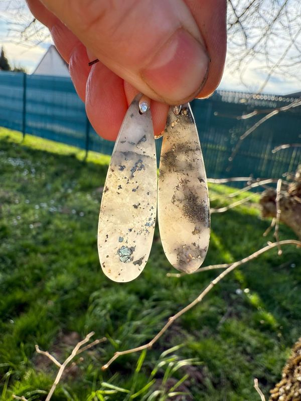 ​Boucles d oreilles en quartz et pyrite